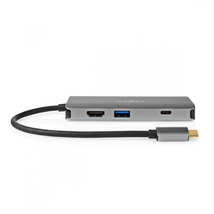Nedis USB N Moniporttisovitin | 7-in-1 | USB 3.2 Gen 1 | USB-C™ Uros | HDMI™ Ulostulo / Micro SD / RJ45 Naaras / SD / USB-C™ Naaras / 3x USB-A Naaras | 5 Gbps | 0.20 m | Pyöreä | Kullattu | PVC | Antrasiitti | Laatikko