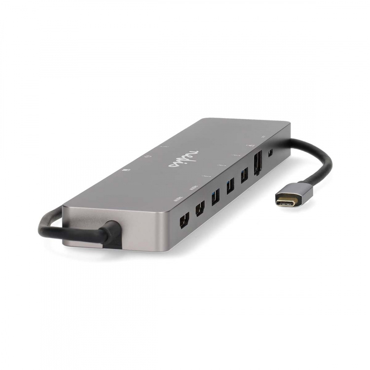 Nedis USB N Moniporttisovitin | 10-in-1 | USB 3.2 Gen 1 | USB-C™ Uros | Micro SD / RJ45 Naaras / SD / 2x HDMI™ / 2x USB-C™ / 3x USB-A Naaras | 0.40 m | Pyöreä | Kullattu | TPE | Antrasiitti | Laatikko Nedis USB N Moniporttisovitin | 10-in-1 | USB 3.2 Gen 1 | USB-C™ Uros | Micro SD / RJ45 Naaras / SD / 2x HDMI™ / 2x USB-C™ / 3x USB-A Naaras | 0.40 m | Pyöreä | Kullattu | TPE | Antrasiitti | Laatikko