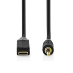 Nedis USB-C™ Sovitin | USB 2.0 | USB-C™ Uros | 3.5 mm uros | 1.00 m | Pyöreä | Kullattu | PVC | Musta | Laatikko Nedis USB-C™ Sovitin | USB 2.0 | USB-C™ Uros | 3.5 mm uros | 1.00 m | Pyöreä | Kullattu | PVC | Musta | Laatikko