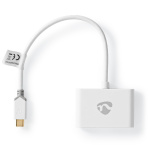 Nedis USB N Moniporttisovitin | 2-in-1 | USB 3.1 Gen1 | USB-C™ Uros | 2x USB-A | 1000 Mbps | 0.20 m | Pyöreä | Kullattu | PVC | Valkoinen | Ikkunallinen laatikko
