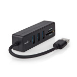 Nedis USB-keskitin | USB-A Male | 3x USB A Female | 5-Porttinen port(s) | USB 3.2 Gen 1 | USB Virta | 5 Gbps | SD & MicroSD