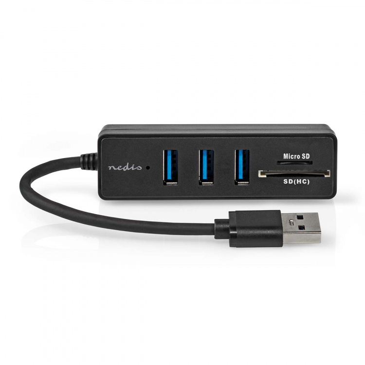 Nedis USB-keskitin | USB-A Male | 3x USB A Female | 5-Porttinen port(s) | USB 3.2 Gen 1 | USB Virta | 5 Gbps | SD & MicroSD