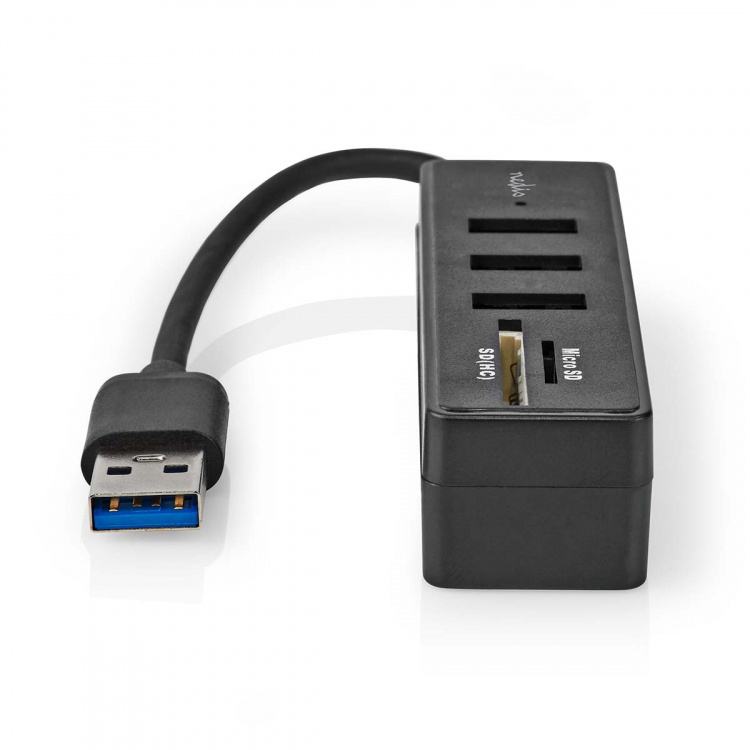 Nedis USB-keskitin | USB-A Male | 3x USB A Female | 5-Porttinen port(s) | USB 3.2 Gen 1 | USB Virta | 5 Gbps | SD & MicroSD