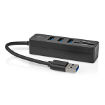 Nedis USB-keskitin | USB-A Male | 3x USB A Female | 5-Porttinen port(s) | USB 3.2 Gen 1 | USB Virta | 5 Gbps | SD & MicroSD