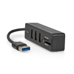 Nedis USB-keskitin | USB-A Male | 3x USB A Female | 5-Porttinen port(s) | USB 3.2 Gen 1 | USB Virta | 5 Gbps | SD & MicroSD