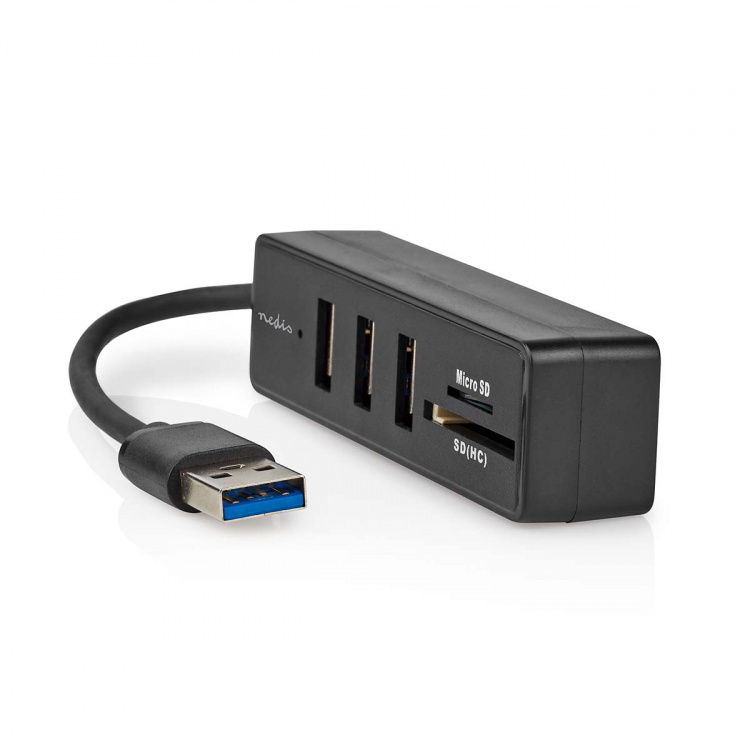 Nedis USB-keskitin | USB-A Male | 3x USB A Female | 5-Porttinen port(s) | USB 3.2 Gen 1 | USB Virta | 5 Gbps | SD & MicroSD