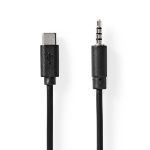 Nedis USB-C™ Sovitin | USB 2.0 | USB-C™ Uros | 3.5 mm uros | 1.00 m | Pyöreä | Niklattu | PVC | Musta | Laatikko