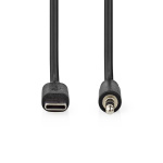Nedis USB-C™ Sovitin | USB 2.0 | USB-C™ Uros | 3.5 mm uros | 1.00 m | Pyöreä | Niklattu | PVC | Musta | Laatikko