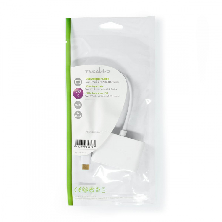 Nedis USB N Moniporttisovitin | 2-in-1 | USB 3.2 Gen 1 | USB-C™ Uros | 2x USB-A | 5 Gbps | 0.20 m | Pyöreä | Niklattu | PVC | Valkoinen | Muovipussi Nedis USB N Moniporttisovitin | 2-in-1 | USB 3.2 Gen 1 | USB-C™ Uros | 2x USB-A | 5 Gbps | 0.20 m | Pyöreä | Niklattu | PVC | Valkoinen | Muovipussi