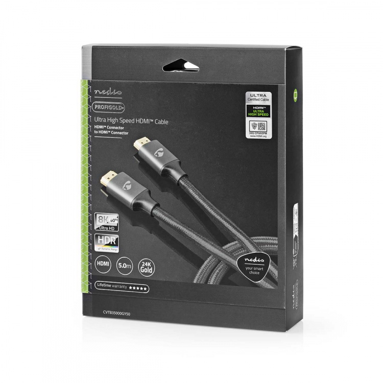 Nedis Ultra High Speed HDMI ™ -kaapeli | HDMI™ liitin | HDMI™ liitin | 8K@60Hz | 48 Gbps | 5.00 m | Pyöreä | 6.7 mm | Gun Metal Harmaa | Laatikko kannella ja ikkunalla Nedis Ultra High Speed HDMI ™ -kaapeli | HDMI™ liitin | HDMI™ liitin | 8K@60Hz | 48 Gbps | 5.00 m | Pyöreä | 6.7 mm | Gun Metal Harmaa | Laatikko kannella ja ikkunalla