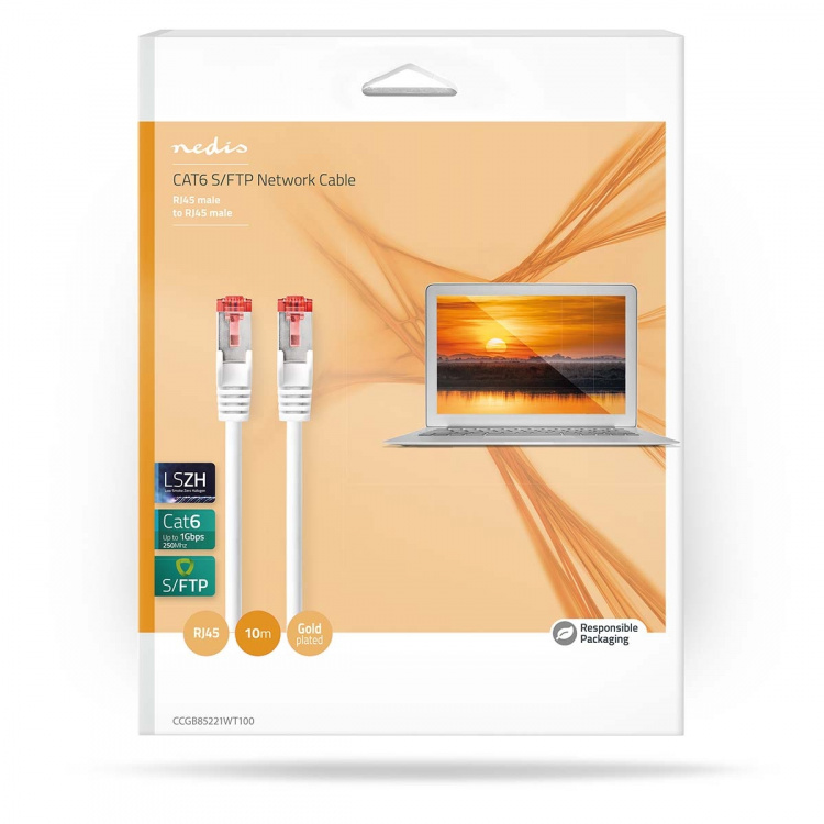 Nedis CAT6 Verkkokaapeli | RJ45 uros | RJ45 uros | S/FTP | 10.0 m | Sisäkäyttöön | Pyöreä | LSZH | Valkoinen | Laatikko Nedis CAT6 Verkkokaapeli | RJ45 uros | RJ45 uros | S/FTP | 10.0 m | Sisäkäyttöön | Pyöreä | LSZH | Valkoinen | Laatikko
