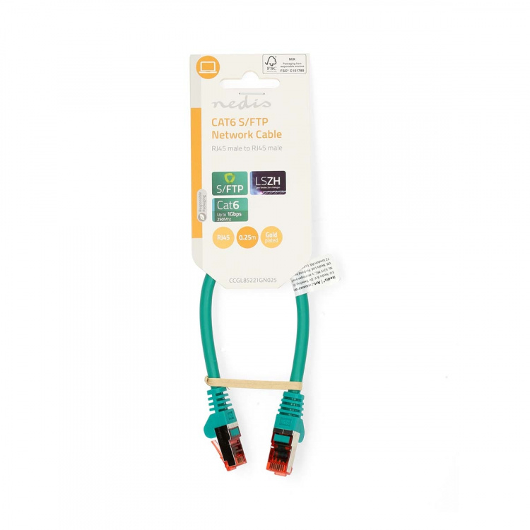 Nedis CAT6 Verkkokaapeli | RJ45 uros | RJ45 uros | S/FTP | 0.25 m | Pyöreä | LSZH | Vihreä | Label Nedis CAT6 Verkkokaapeli | RJ45 uros | RJ45 uros | S/FTP | 0.25 m | Pyöreä | LSZH | Vihreä | Label