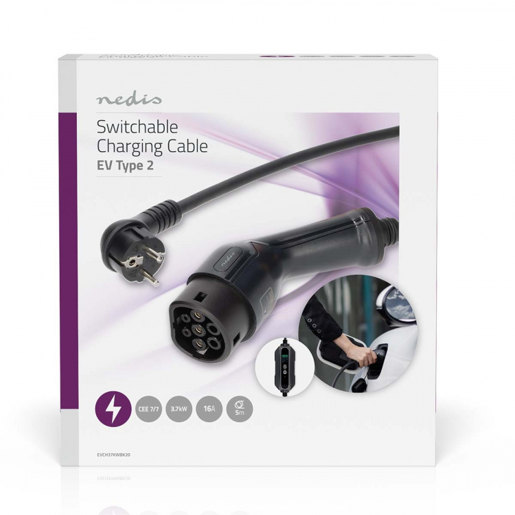 Nedis Kannettava sähköautolaturi | AT-N05V3V3-F 3G1.5 | 1380 / 2300 / 3680 W | 6 / 8 / 10 / 13 / 16 A | 1 Phase | 5.00 m | Musta | Pakkaus Nedis Kannettava sähköautolaturi | AT-N05V3V3-F 3G1.5 | 1380 / 2300 / 3680 W | 6 / 8 / 10 / 13 / 16 A | 1 Phase | 5.00 m | Musta | Pakkaus