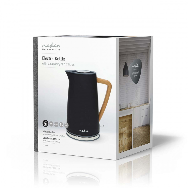 Nedis Vedenkeitin | 1.7 l | Soft-Touch | Musta | Pyörivä 360 astetta | Piilotettu lämmityselementti | Strix® ohjain | Tyhjäksi kiehumisen suoja Nedis Vedenkeitin | 1.7 l | Soft-Touch | Musta | Pyörivä 360 astetta | Piilotettu lämmityselementti | Strix® ohjain | Tyhjäksi kiehumisen suoja