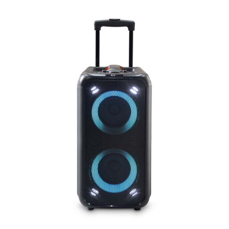 Nedis Bluetooth® Party Speaker | Suurin akun toistoaika: 5 tuntia | 240 W | Kantokahva | Juhlavalot | Taajuuskorjain | Musta / Oranssi Nedis Bluetooth® Party Speaker | Suurin akun toistoaika: 5 tuntia | 240 W | Kantokahva | Juhlavalot | Taajuuskorjain | Musta / Oranssi