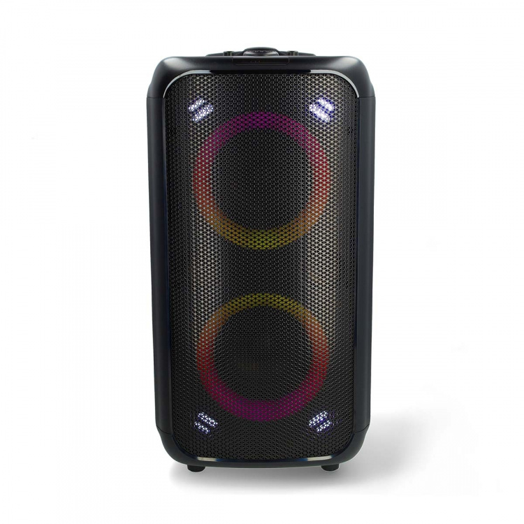 Nedis Bluetooth® Party Speaker | Suurin akun toistoaika: 5 tuntia | 240 W | Kantokahva | Juhlavalot | Taajuuskorjain | Musta / Oranssi Nedis Bluetooth® Party Speaker | Suurin akun toistoaika: 5 tuntia | 240 W | Kantokahva | Juhlavalot | Taajuuskorjain | Musta / Oranssi