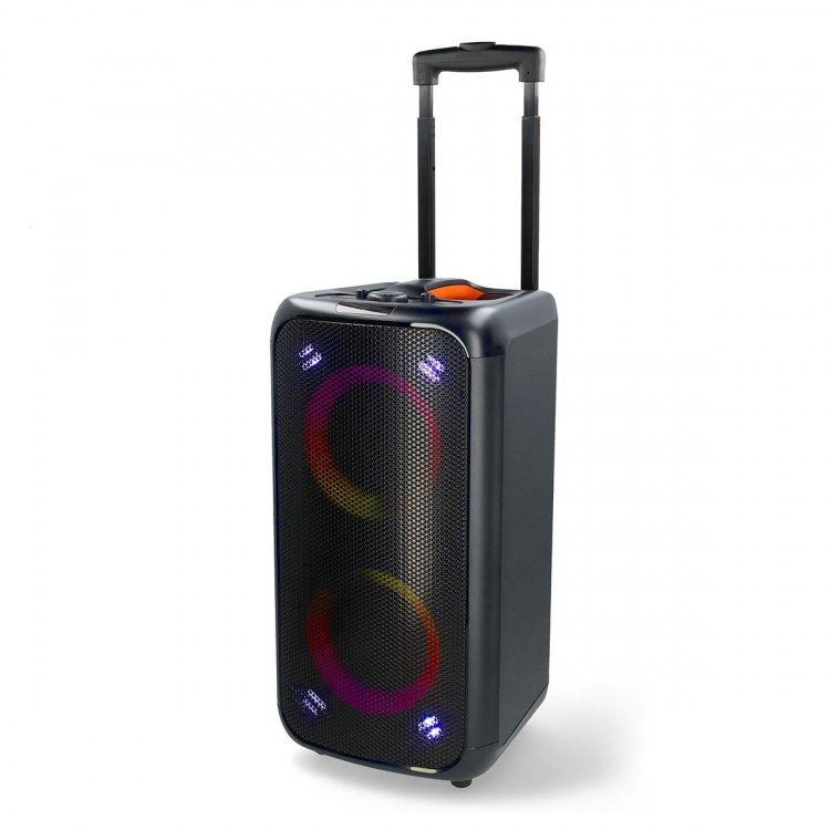 Nedis Bluetooth® Party Speaker | Suurin akun toistoaika: 5 tuntia | 240 W | Kantokahva | Juhlavalot | Taajuuskorjain | Musta / Oranssi Nedis Bluetooth® Party Speaker | Suurin akun toistoaika: 5 tuntia | 240 W | Kantokahva | Juhlavalot | Taajuuskorjain | Musta / Oranssi