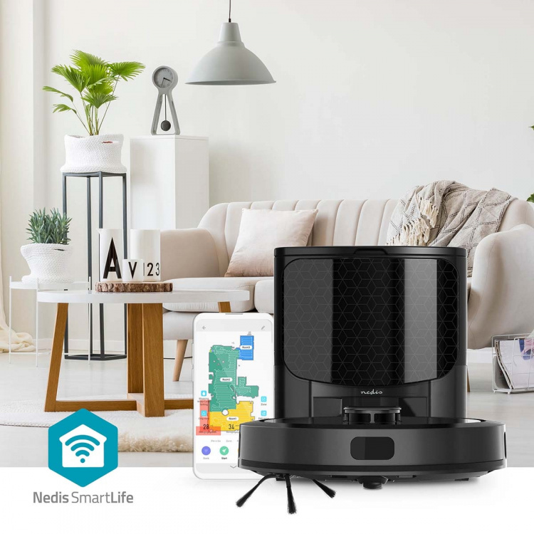Nedis SmartLife Robot Pölynimuri | Laser-navigointi | Wi-Fi | Keräyssäiliön tilavuus: 0.6 l | Automaattinen lataus | Maksimi käyttöaika: 3 tuntia | Musta | Android™ / IOS