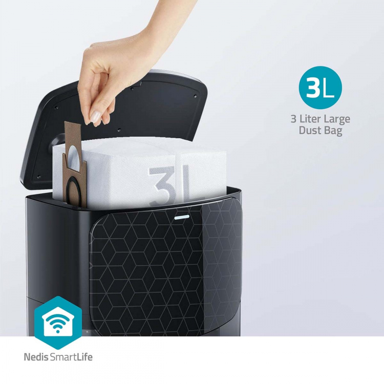 Nedis SmartLife Robot Pölynimuri | Laser-navigointi | Wi-Fi | Keräyssäiliön tilavuus: 0.6 l | Automaattinen lataus | Maksimi käyttöaika: 3 tuntia | Musta | Android™ / IOS