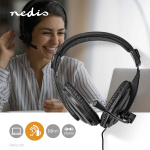 Nedis PC-headset | Over-Ear-kuulokkeet | Stereo | 1x 3.5 mm / 2x 3.5 mm | Kokoontaitettava Mikrofoni | Musta
