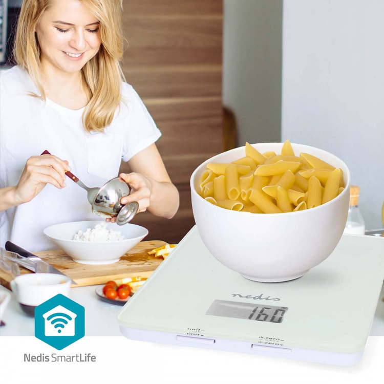 Nedis SmartLife-keittiövaaka | Bluetooth® | Lasi / Muovi | Valkoinen Nedis SmartLife-keittiövaaka | Bluetooth® | Lasi / Muovi | Valkoinen