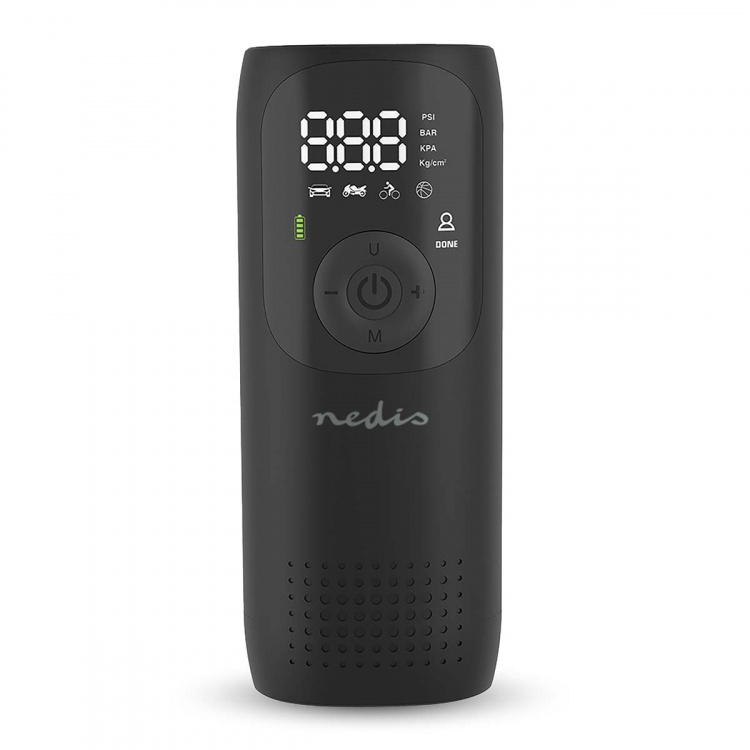 Nedis Ladattava ilmakompressori | 0.1 - 10.3 Bar | Dunlop Venttiili | Toimintatilat: Auto / Moottoripyörä / Polkupyörä / Pallo | Kyllä | Ilmanpainemittari