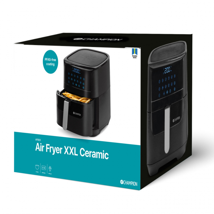 Champion Air Fryer XL Ceramic 5,5L 1800W AF600 Svart Champion Air Fryer XL Ceramic 5,5L 1800W AF600 Svart