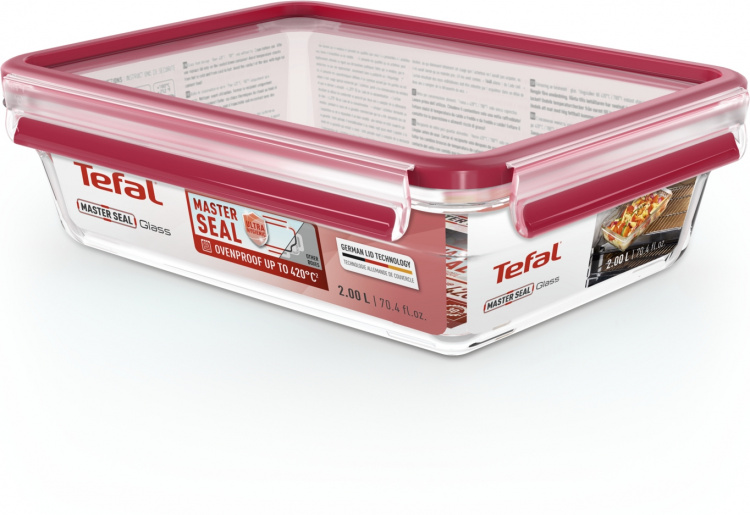 Tefal MasterSeal Glass -säilytysrasia, lasinen, 2 L