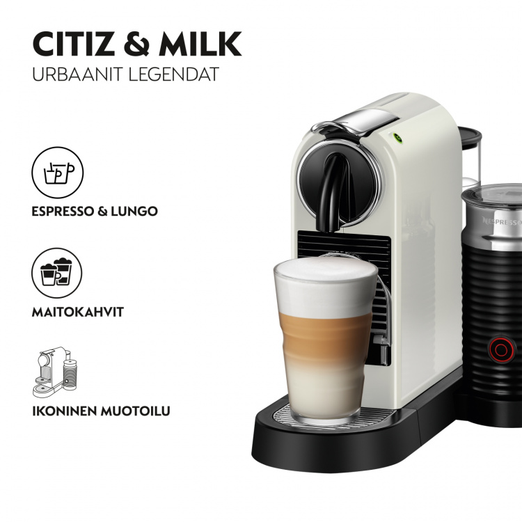 DeLonghi Nespresso Citiz & Milk -kapselikeitin, valkoinen