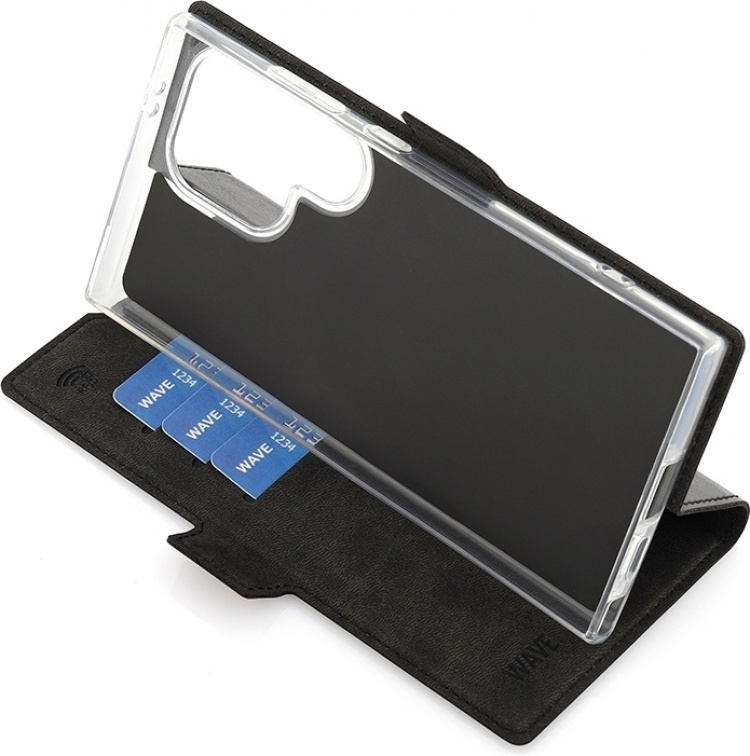 Wave BookCase -suojakuori, Samsung Galaxy S24 Ultra, musta