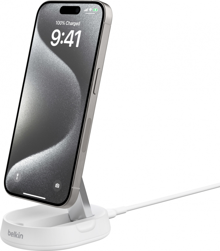Belkin BoostCharge Pro -taitettava Qi2-latausalusta, valkoinen