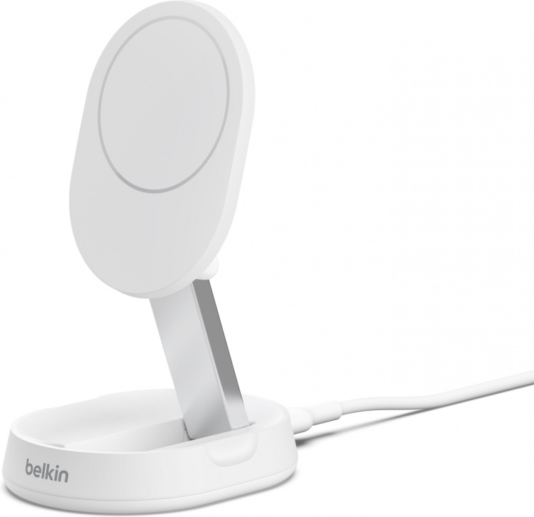 Belkin BoostCharge Pro -taitettava Qi2-latausalusta, valkoinen