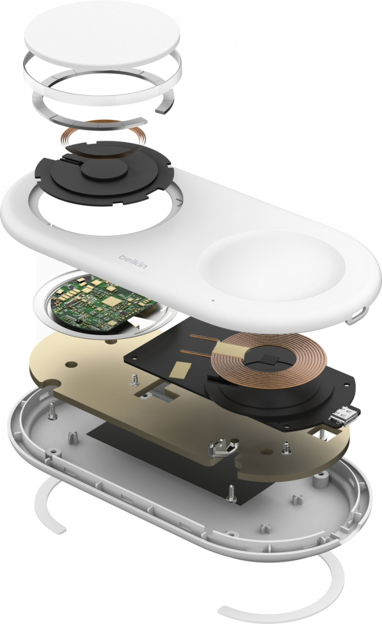 Belkin BoostCharge Pro 2-in-1 -Qi2-latausalusta, valkoinen Belkin BoostCharge Pro 2-in-1 -Qi2-latausalusta, valkoinen