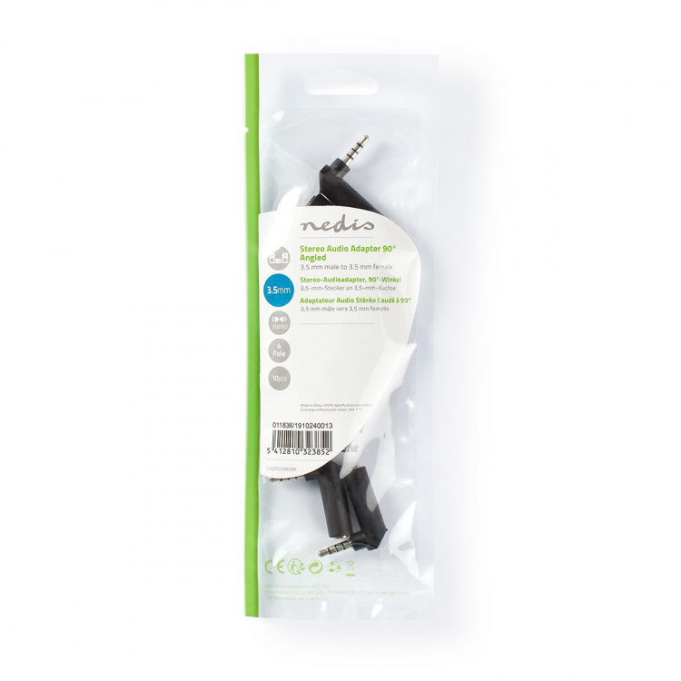 Nedis Stereoäänisovitin | 3.5 mm uros | 3.5 mm naaras | Niklattu | Kulma, 90 ° | Metalli | Musta | 10 kpl | Muovipussi Nedis Stereoäänisovitin | 3.5 mm uros | 3.5 mm naaras | Niklattu | Kulma, 90 ° | Metalli | Musta | 10 kpl | Muovipussi