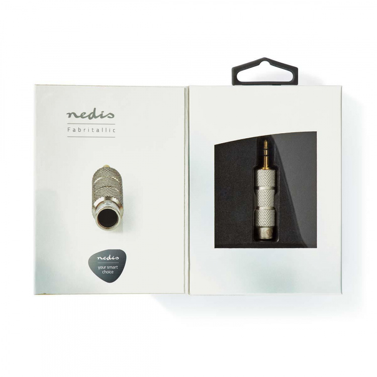 Nedis Stereoäänisovitin | 3.5 mm uros | 6.35 mm naaras | Kullattu | Suora | Metalli | Kulta / Metalli | 1 kpl | Laatikko kannella ja ikkunalla
