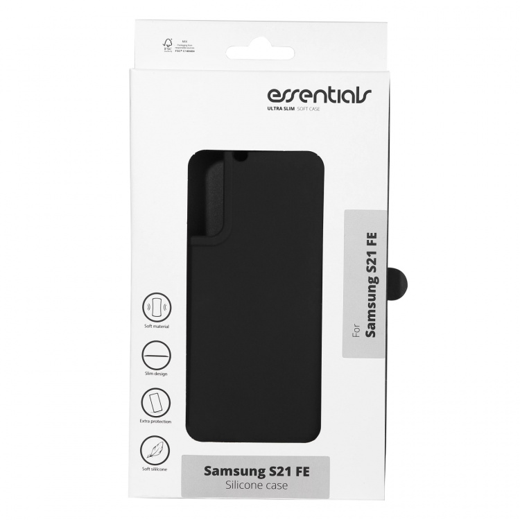 Essentials Samsung Galaxy S21 FE silicone back cover, Black