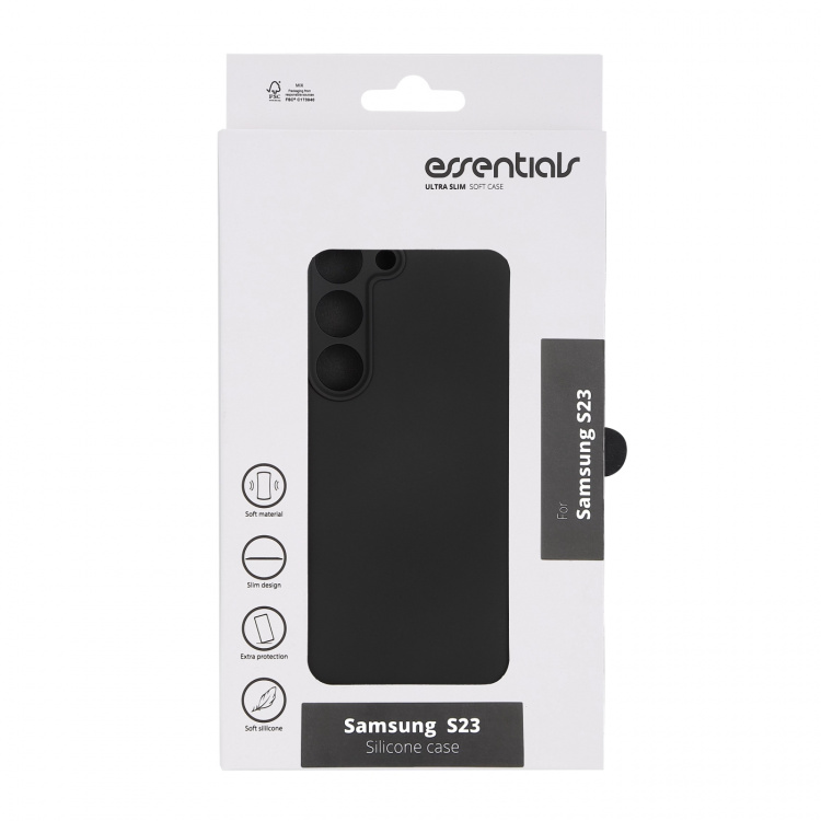 Essentials Samsung Galaxy S23 silicone back cover, black Essentials Samsung Galaxy S23 silicone back cover, black