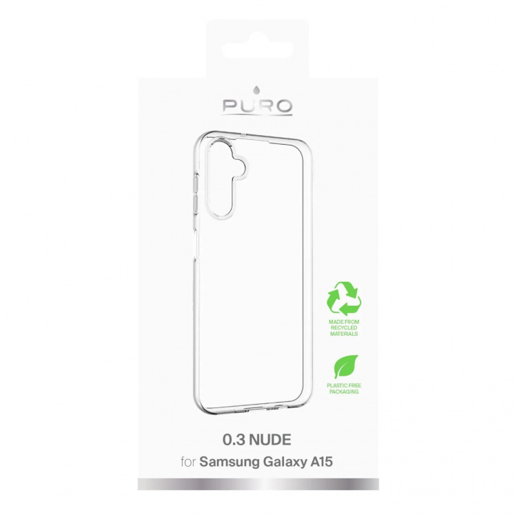 Puro Samsung Galaxy A15 0.3 NUDE ultra slim TPU tapauksessa, transp