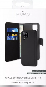 Puro Samsung Galaxy A42 5G EcoLeather Wallet Detach black