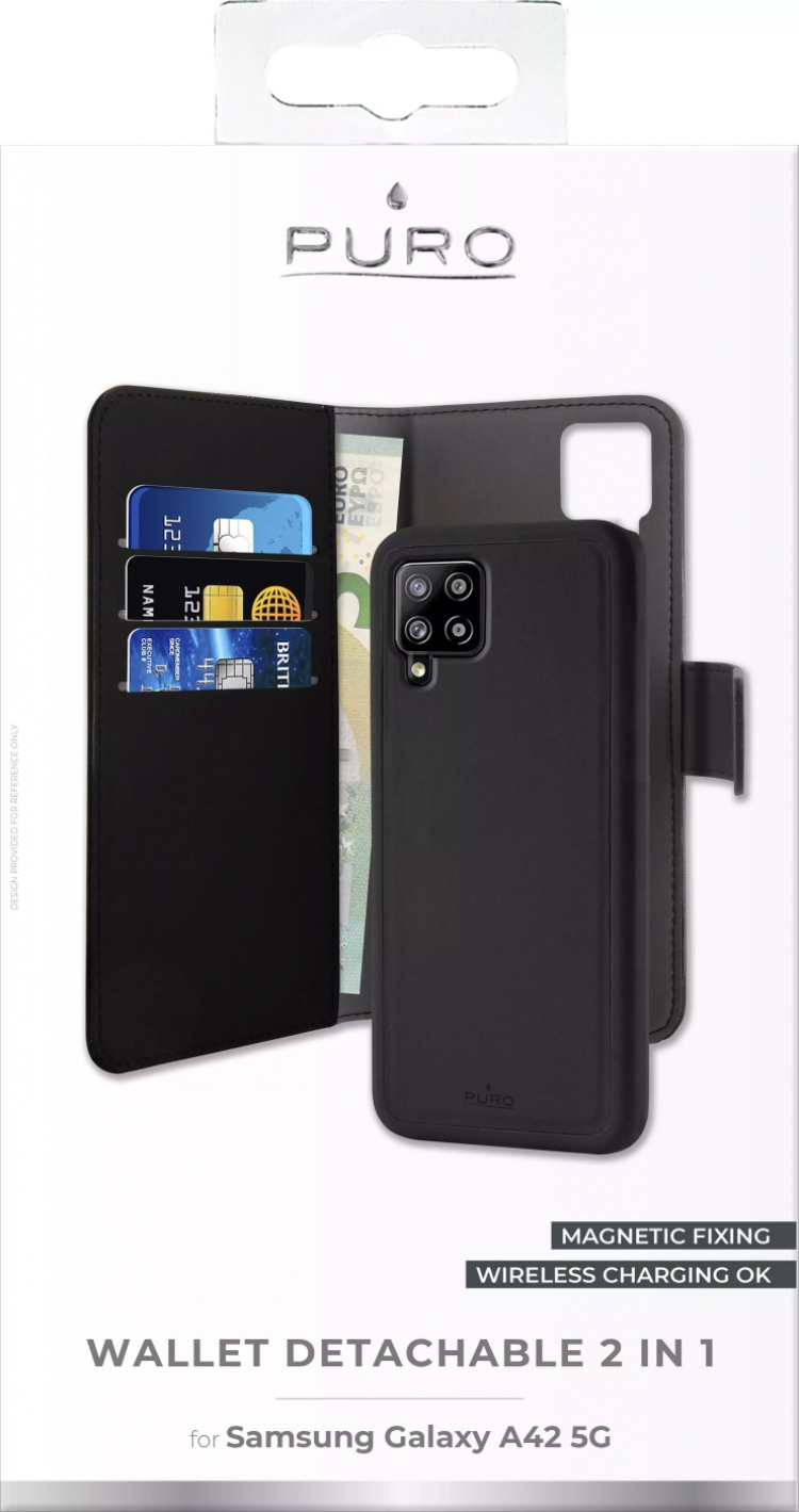 Puro Samsung Galaxy A42 5G EcoLeather Wallet Detach black
