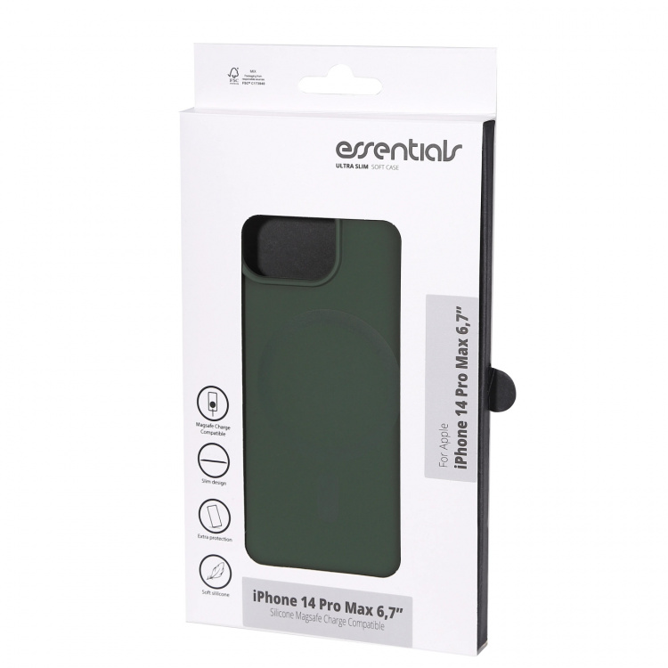 Essentials iPhone 14 Pro Max Silicone Mag back cov,Green Essentials iPhone 14 Pro Max Silicone Mag back cov,Green