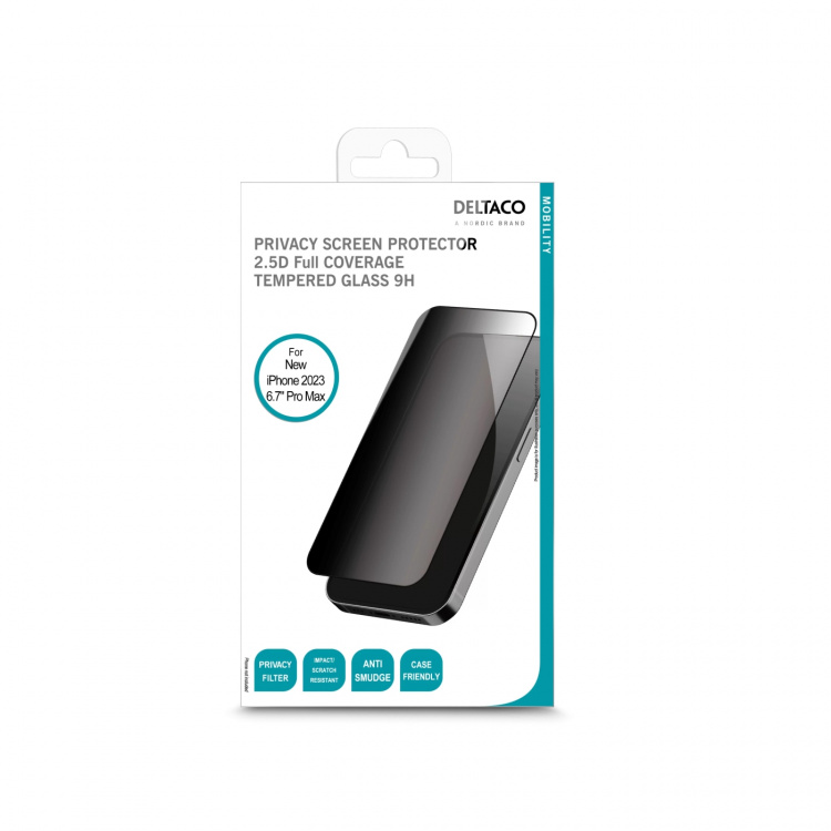 DELTACO Privacy screen protector iPhone 15 Pro Max