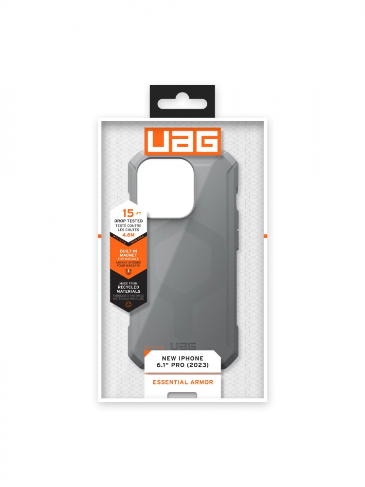 Urban Armor Gear iPhone 15 Pro Essential Armor Magsafe - Silver