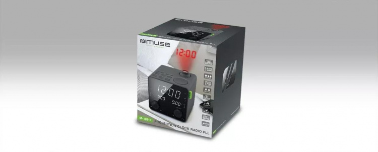 MUSE M-189 P Clock Radio FM projection USB-charge