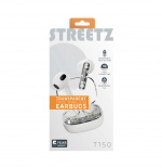 Streetz T150 TWS earphones, Transparent White