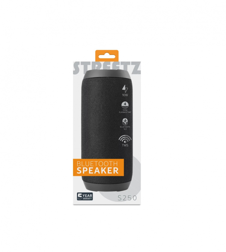 Streetz S250 Bluetooth Speaker 2x5W, AUX, micro SD slot, black Streetz S250 Bluetooth Speaker 2x5W, AUX, micro SD slot, black