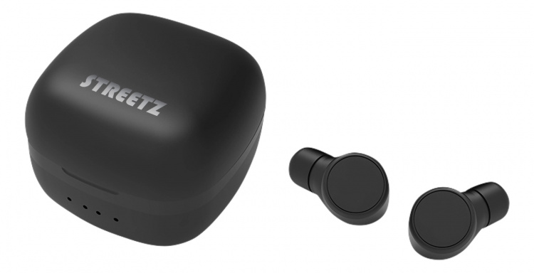 Streetz T200 True Wireless in-ear, dual earbuds, charge case, black