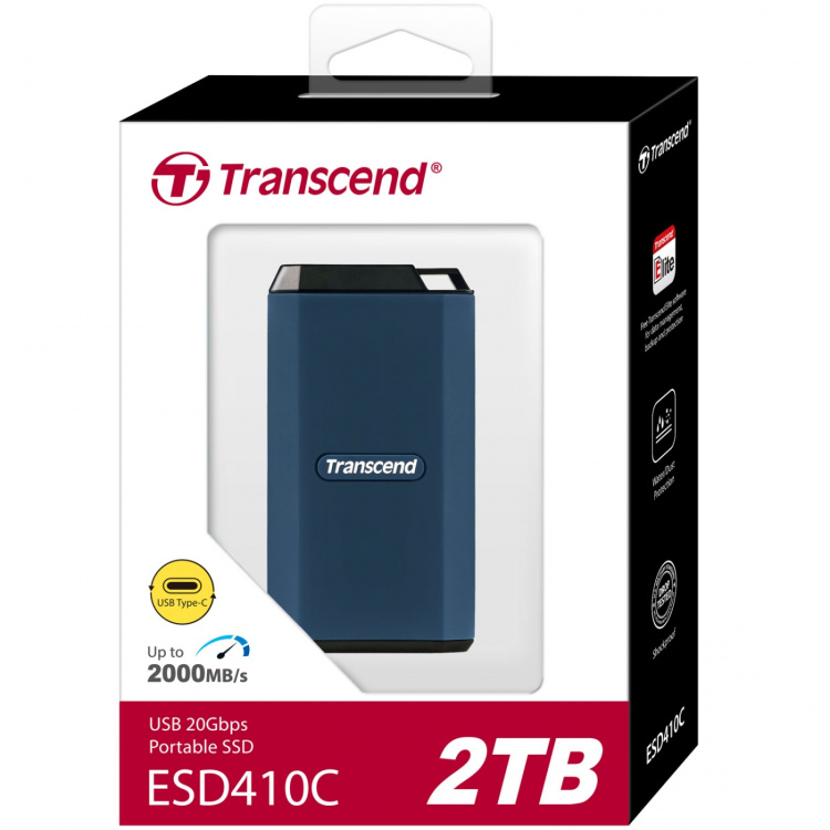 Transcend Portabel SSD ESD410C USB-C 2TB 20Gbps (R2000/W2000 Mb/s) IPX5