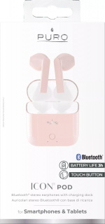 Puro ICON POD, Bluetooth-kuulokkeet ja latauskotelo, Rose Puro ICON POD, Bluetooth-kuulokkeet ja latauskotelo, Rose