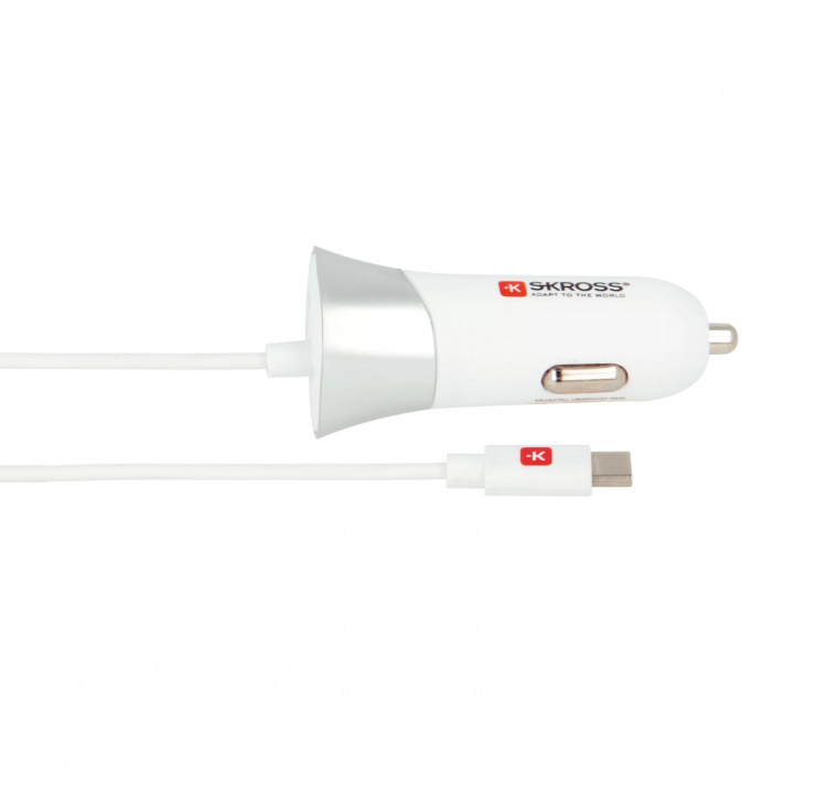 SKROSS USB-autolaturi C-tyypin kaapelilla (2.0)